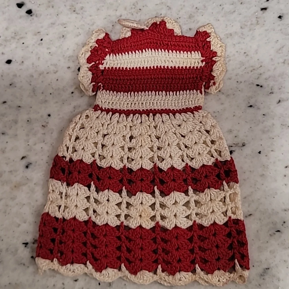 Vintage Hand Crochet Potholders 5 pc